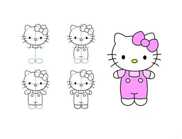 kitty猫简笔画颜色,kitty猫简笔画涂色 一步一步教你画凯蒂猫 凯蒂猫简笔画步骤分享 kitty猫